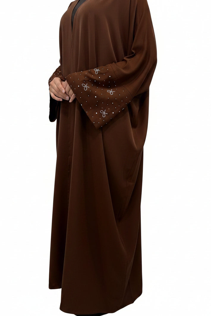 Brown Bead Work Abaya