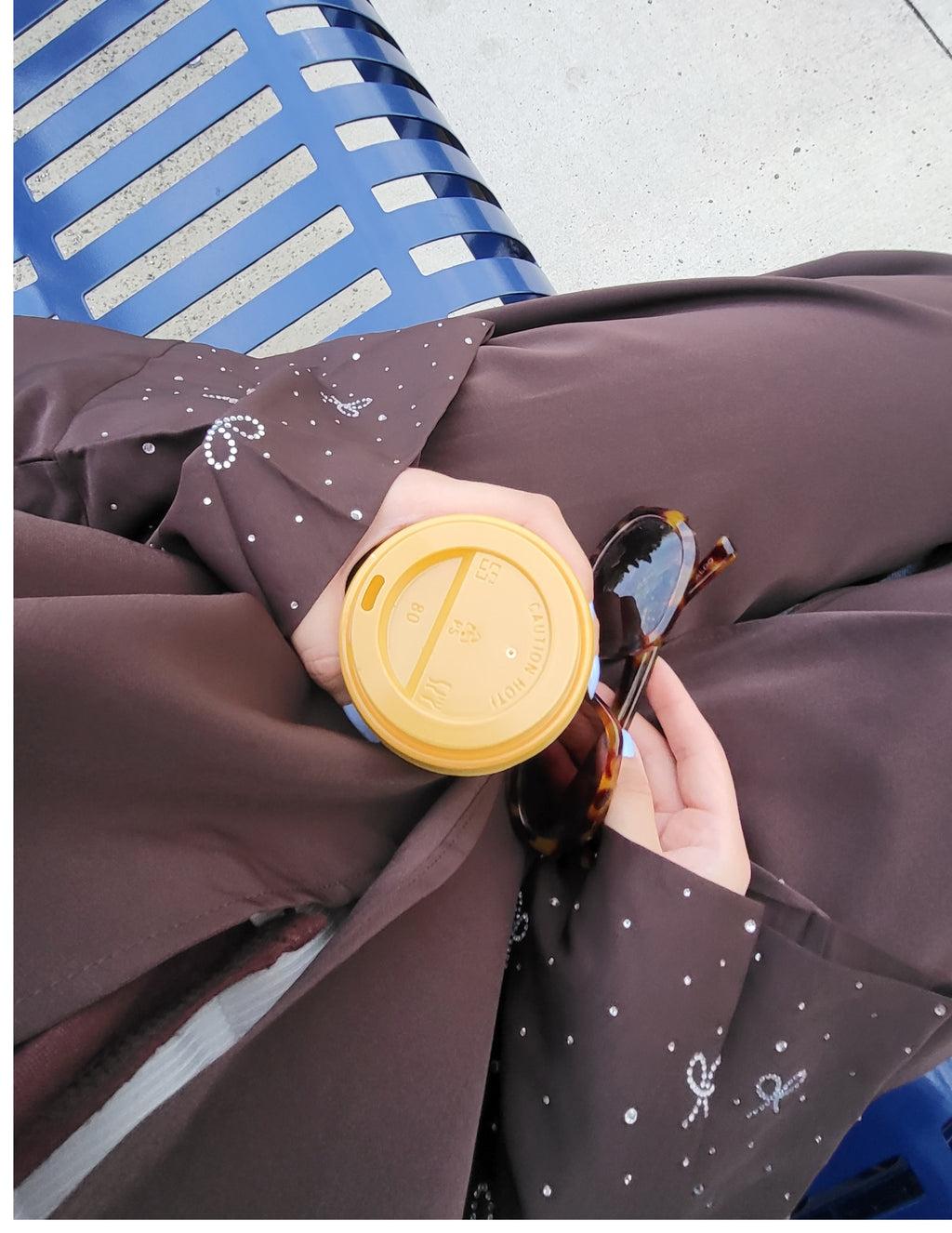 Brown Bead Work Abaya