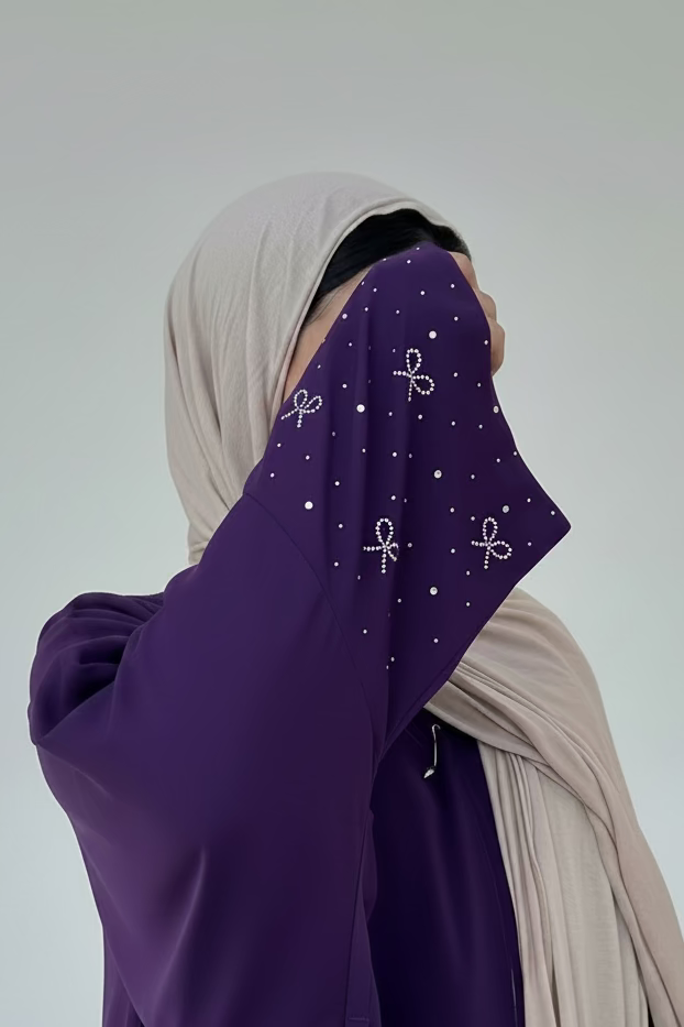 Purple Bead Work Abaya