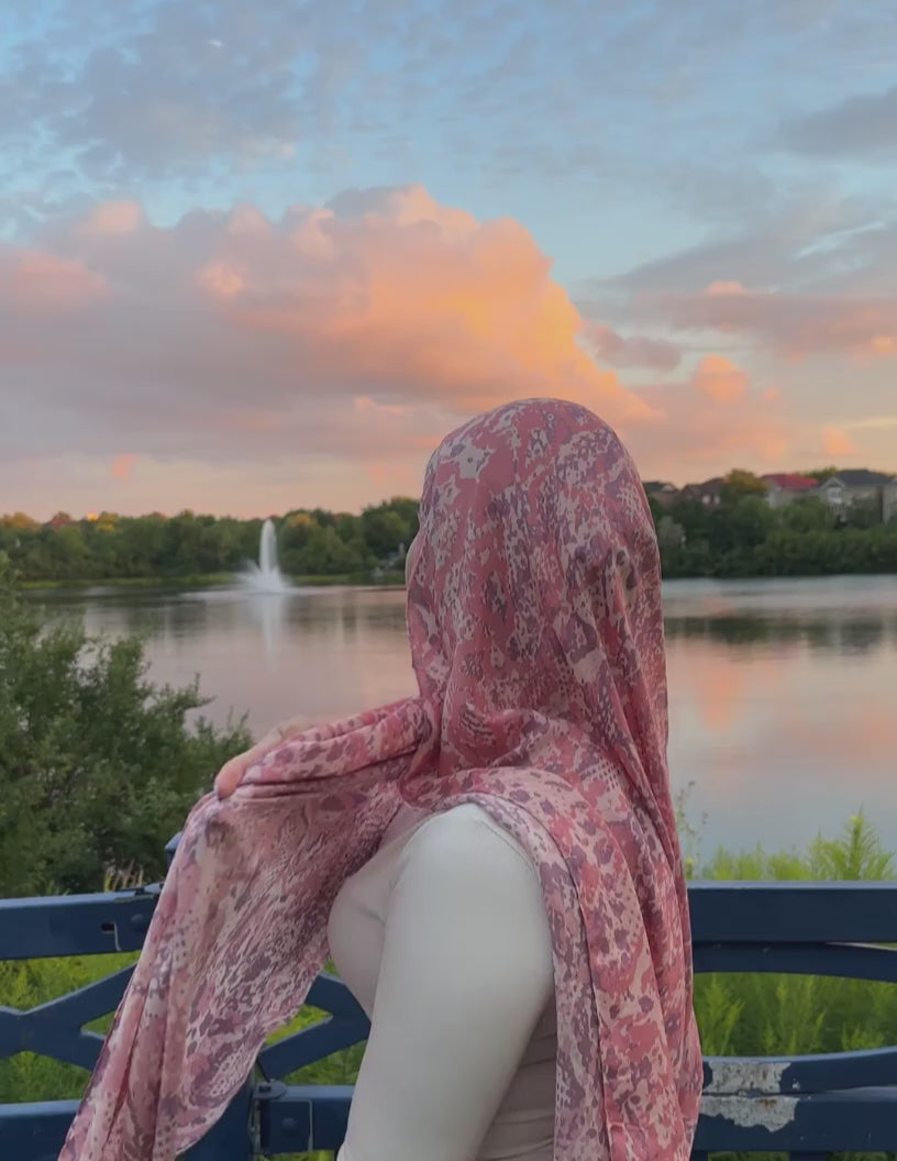 Pink Croc Pattern - Modal Hijab